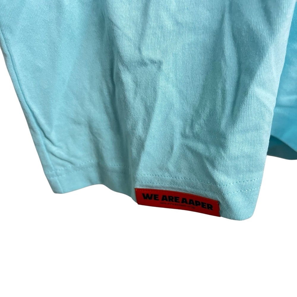New Mens Aape by A Bathing Ape Logo Appliqué Cotton Light Blue T-shirt - Picture 3 of 8